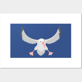 Cute albatross bird flying cartoon illustration Posters and Art